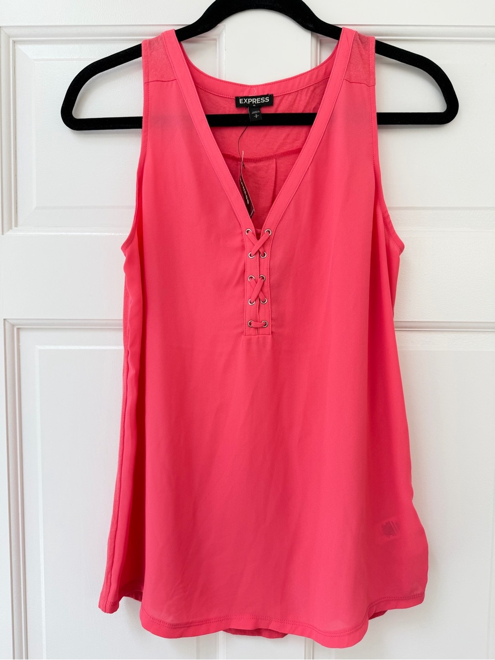 Express Women’s Lace-Up Tank Top in Coral